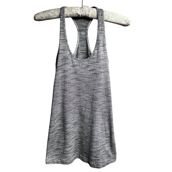 Lululemon Swiftly Tech Racerback Tank Top Sz 4 Tetra Stripe Asphalt Grey Black - Picture 1 of 5